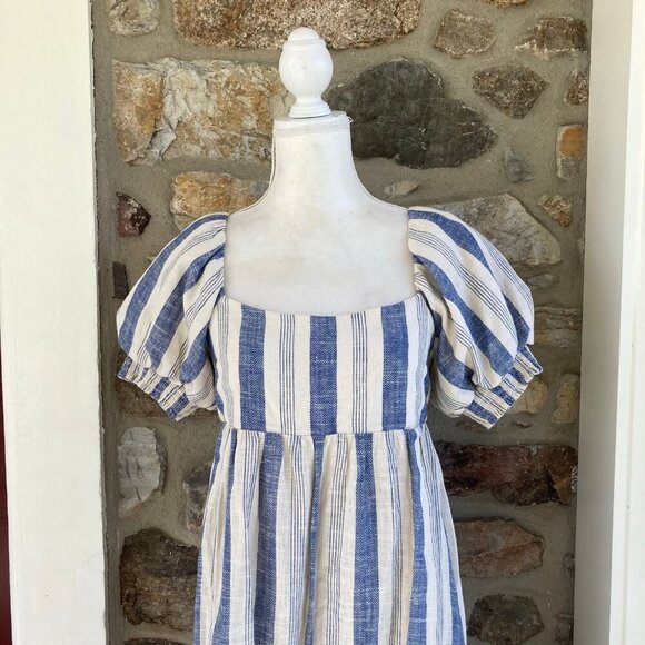 ALICE + OLIVIA BY STACEY BENDET Bauery Puff Sleeved Striped  Midi Dress $375 - Picture 4 of 12